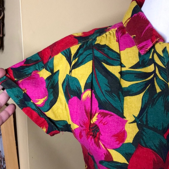 SP FOR CYNTHIA sz Small P Vibrant Floral Hawaiian Print Linen Breathable $89 NEW - Picture 6 of 8